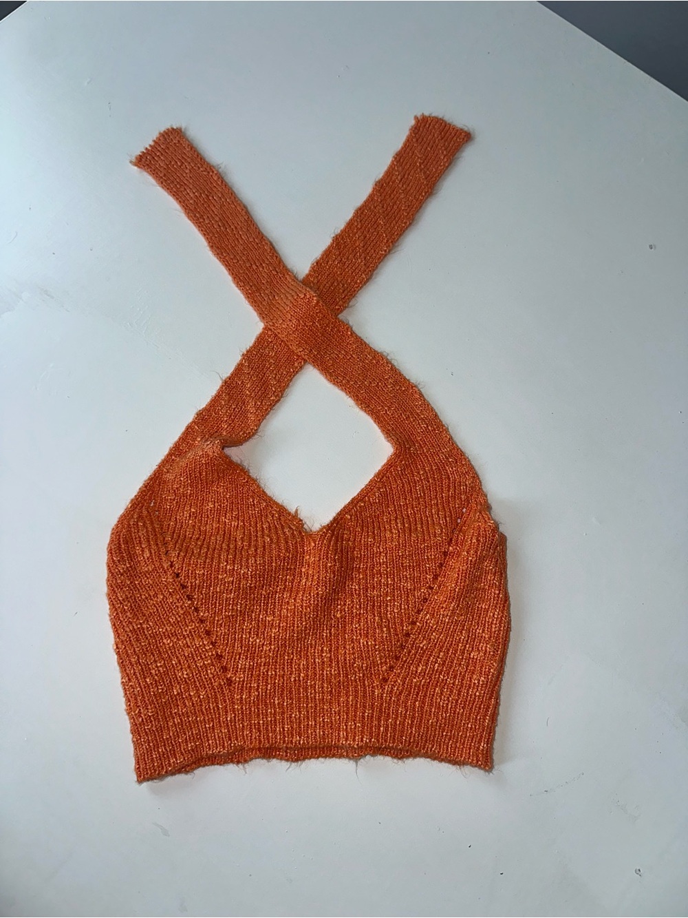 Fashion Nova Orange Cross-Back Knit Crop Top